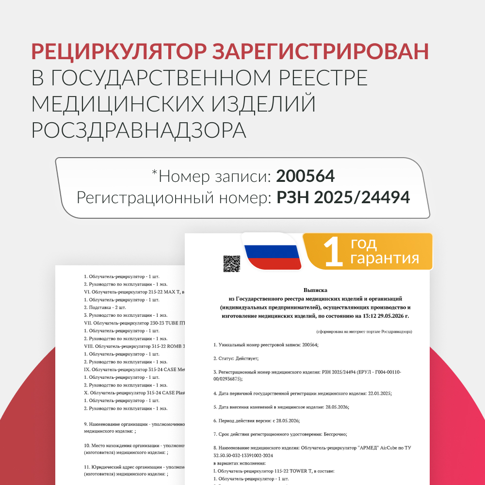 Рециркулятор бактерицидный Армед AirCube 315-24 CASE PLASTIC T <span>Лампа 3х15 Вт</span>